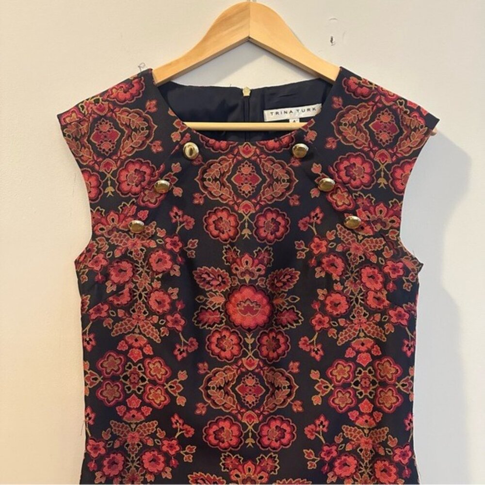 Trina Turk Angelou Sierra Primrose Jacquard Shift Dress Sz 4 Retail $288 - Picture 7 of 13